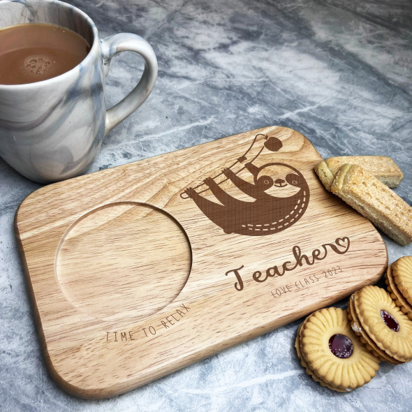 Relax Teacher Sloth Birthday Personalised Tea Biscuits Treat Board