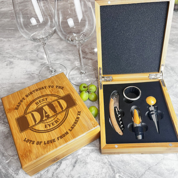 Best Dad Ever Birthday Personalised Wine Bottle Tools Gift Box Set