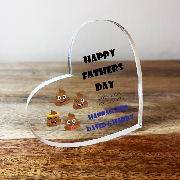 Poo Father's Day Dad Love Your Little Shits 4 Clear Heart Personalised Gift
