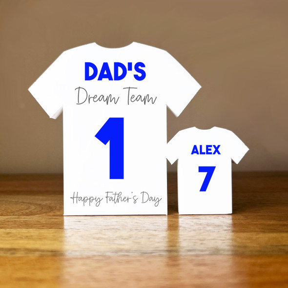 Dad's Team Fathers Day Football Blue Shirt Family 1 Small Personalised Gift