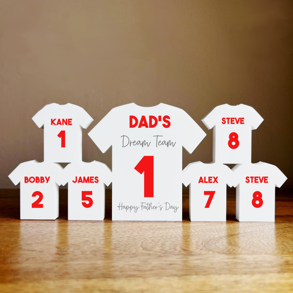 Dad's Team father's day Football Red Shirt Family 6 Small Personalised Gift