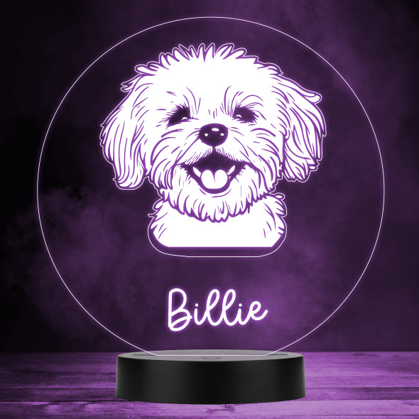 Maltese Dog Pet Silhouette Multicolour Personalised Gift LED Lamp Night Light