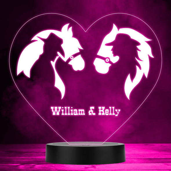 Cowboy & Cowgirl Horses Multicolour Personalised Gift LED Lamp Night Light