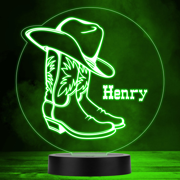 Cowboy Hat & Boots Colour Changing Personalised Gift LED Lamp Night Light