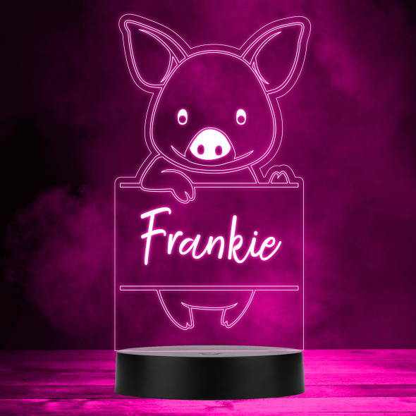 Cute Cartoon Pig Colour Changing Personalised Gift LED Lamp Night Light