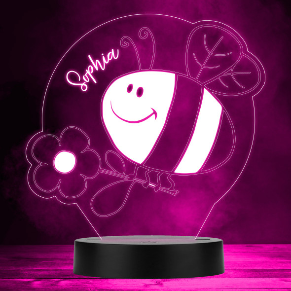 Happy Bee & Flowers Colour Changing Personalised Gift LED Lamp Night Light