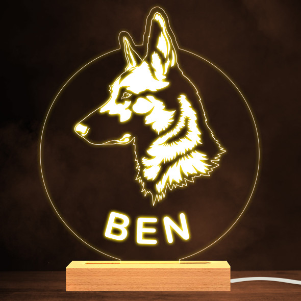 Shepherd Dog Pet Silhouette Warm White Lamp Personalised Gift Night Light
