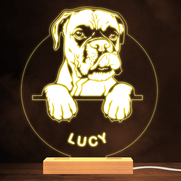Boxer Dog Pet Silhouette Warm White Lamp Personalised Gift Night Light