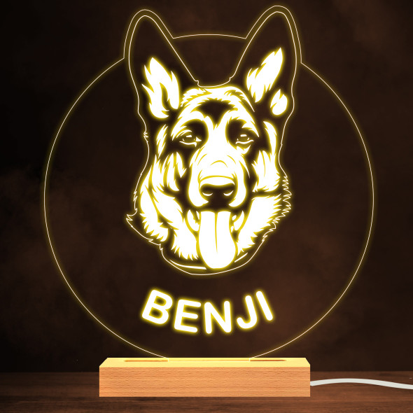 German Shepherd Dog Pet Silhouette Warm White Lamp Personalised Gift Night Light