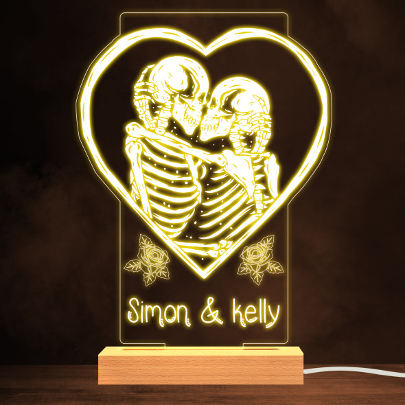 Gothic Skeleton In Love Warm White Lamp Personalised Gift Night Light