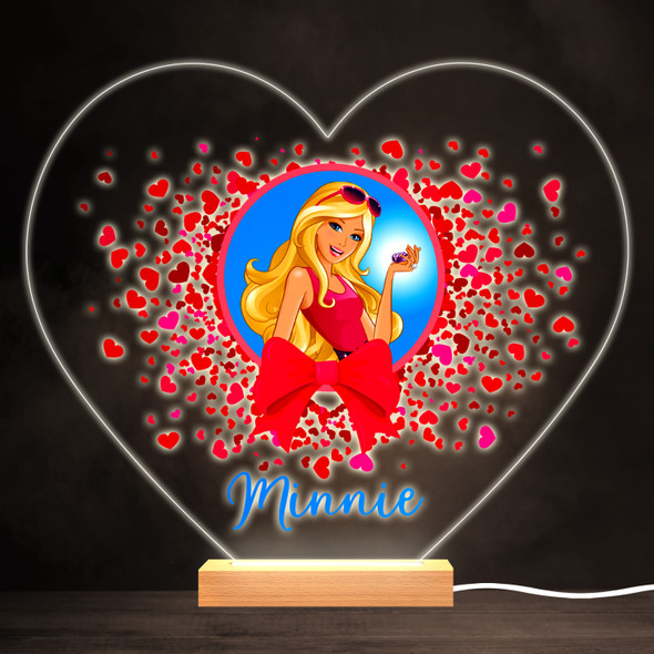 Barbie Colourful Heart Personalised Gift Warm White LED Lamp Night Light