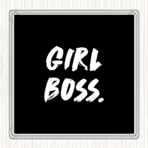 Black White Girl Boss Bold Quote Coaster