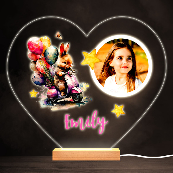 Bunny Rabbit Photo Stars Colourful Heart Personalised Gift LED Lamp Night Light