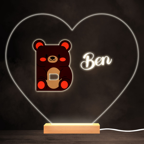 Alphabet Animals Letter B Colourful Heart Personalised Gift Lamp Night Light