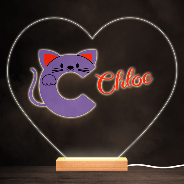 Alphabet Animals Letter C Colourful Heart Personalised Gift Lamp Night Light