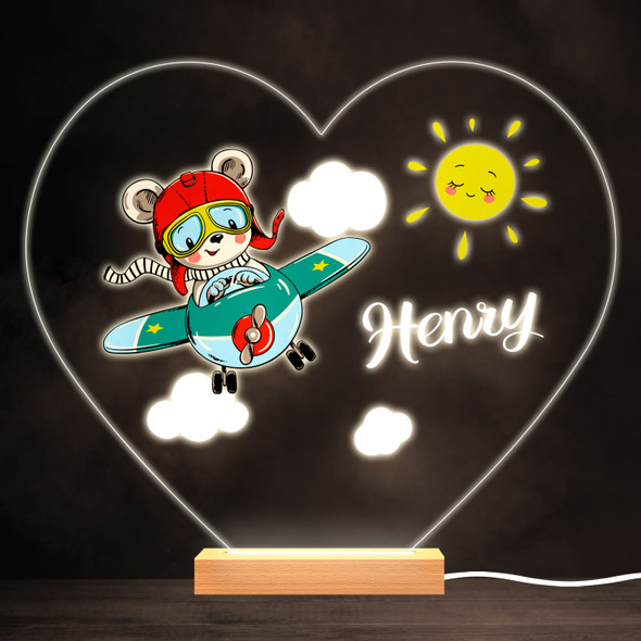 Flying Bear Aeroplane Colourful Heart Personalised Gift Lamp Night Light