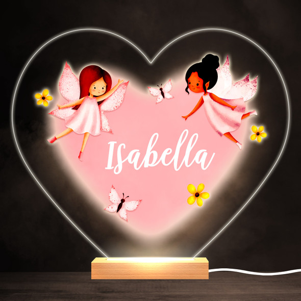 Fairy Magical Pink Colourful Heart Personalised Gift LED Lamp Night Light