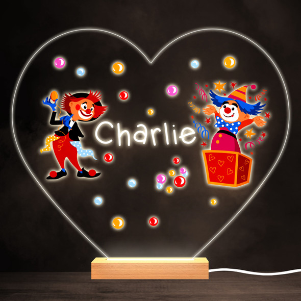 Funny Circus Clowns Juggling Colourful Heart Personalised Gift Lamp Night Light