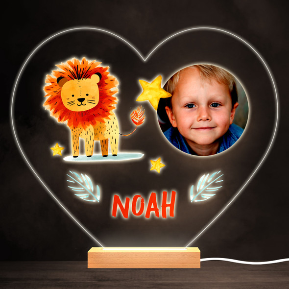 Lion Photo Heart Star Colourful Heart Personalised Gift LED Lamp Night Light