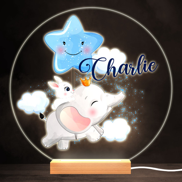 Elephant And Bunny Colourful Round Personalised Gift LED Lamp Night Light