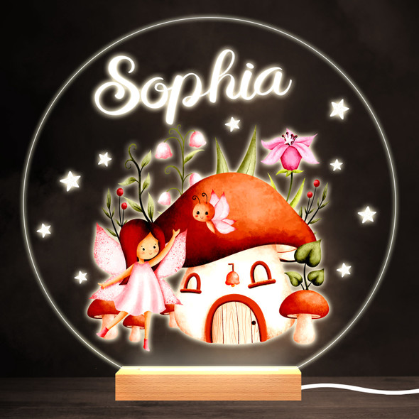 Fairy Garden Mushroom House Colourful Round Personalised Gift Lamp Night Light