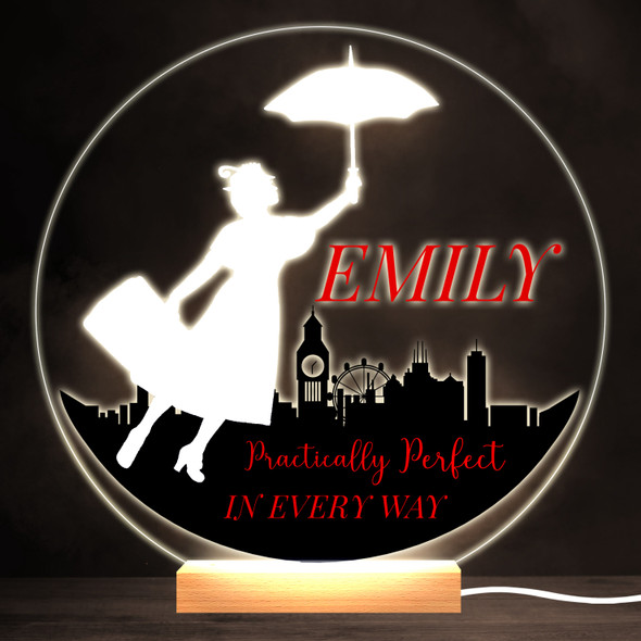 Mary Poppins Silhouette London Flying Round Personalised Gift Lamp Night Light