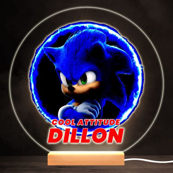 Sonic With Attitude Colourful Round Personalised Gift LED Lamp Night Light
