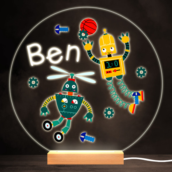 Cute Basketball Robots Colourful Round Personalised Gift LED Lamp Night Light