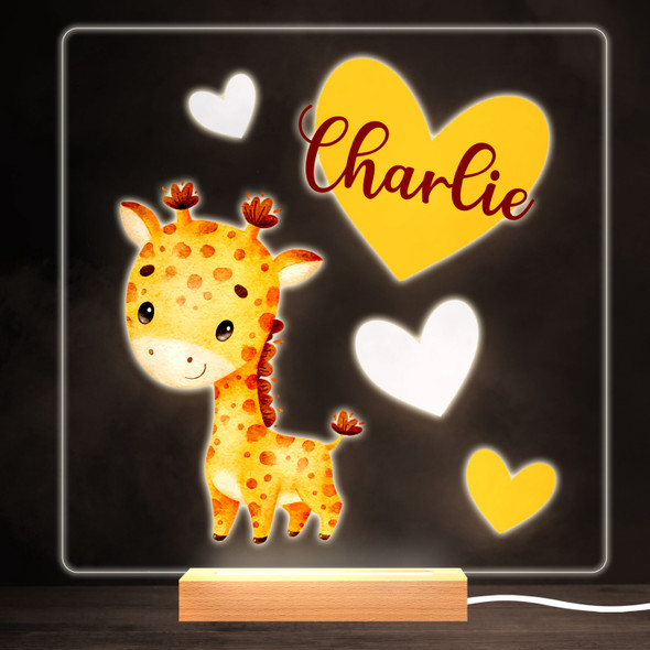 Giraffe Animal Cute Colourful Square Personalised Gift LED Lamp Night Light