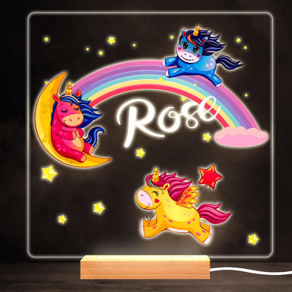 Rainbow Unicorn Colourful Square Personalised Gift LED Lamp Night Light