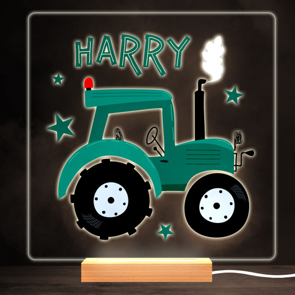 Tractor Farm Colourful Square Personalised Gift Warm White LED Lamp Night Light