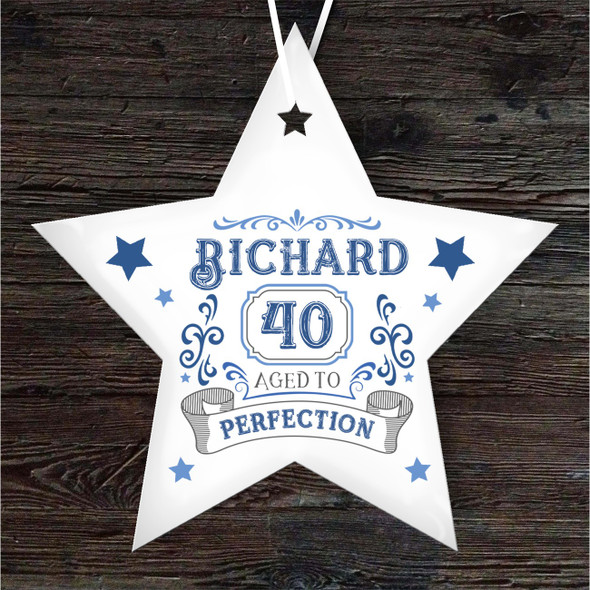 Special 40th Birthday Age Blue Star Personalised Gift Hanging Ornament