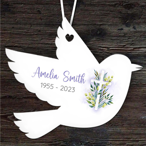 Memorial Cross Christian Loss Loved One Bird Personalised Gift Hanging Ornament