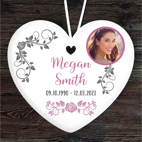 Memorial Photo Remembering Loved One Heart Personalised Gift Hanging Ornament