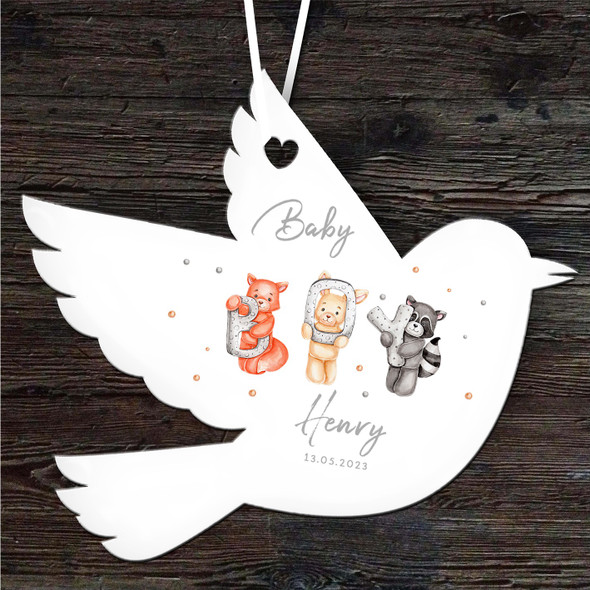 Animals New Baby Boy Bird Personalised Gift Keepsake Hanging Ornament Plaque