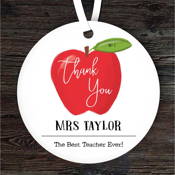 Thank You Best Teacher Ever Apple Personalised Gift Keepsake Hanging Ornament