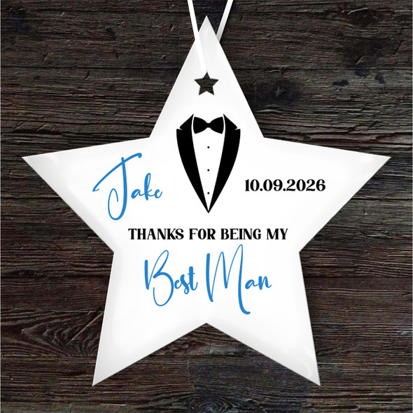 Suit Wedding Day Thank You Best Man Star Personalised Gift Hanging Ornament