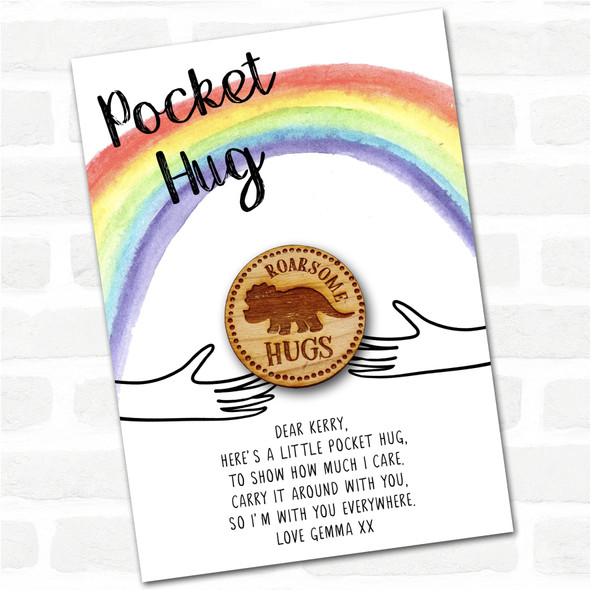 Triceratops Rainbow Personalised Gift Pocket Hug Triceratops Rainbow Personalised Gift Pocket Hug