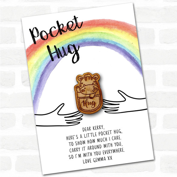 Zebra In A Pocket Rainbow Personalised Gift Pocket Hug