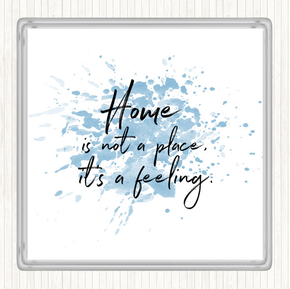 Blue White Home Is Not A Place Inspirational Quote Coaster