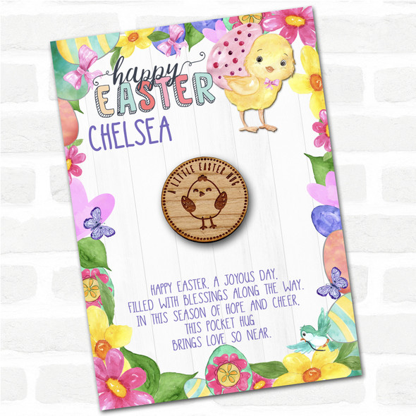 Happy Chick Happy Easter Chick Personalised Gift Pocket Hug