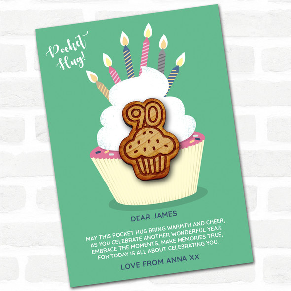 Cupcake 90 Cupcake Happy Birthday Personalised Gift Pocket Hug