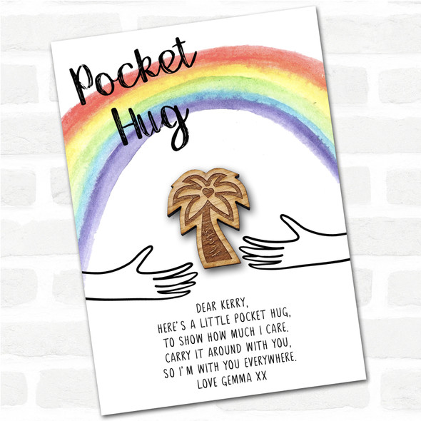 Palm Tree Heart Rainbow Personalised Gift Pocket Hug