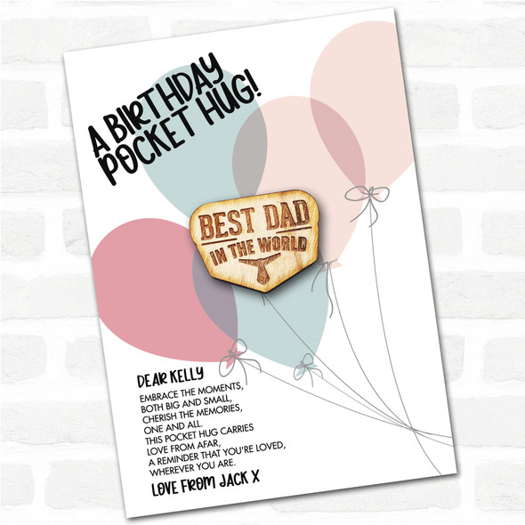 Best Dad In The World Tie Balloons Happy Birthday Personalised Gift Pocket Hug