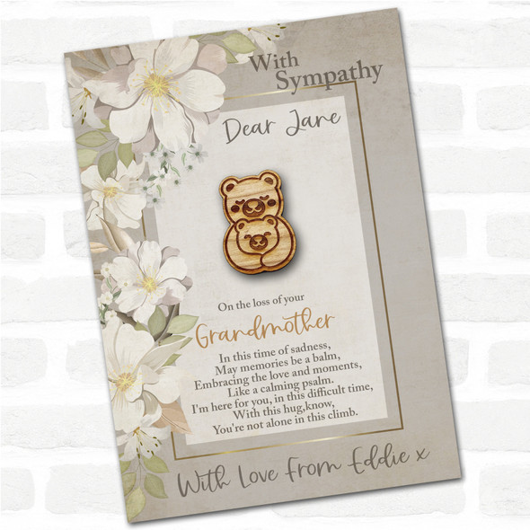 Parent and Baby Bear Sympathy Sorry For Your Loss Personalised Gift Pocket Hug