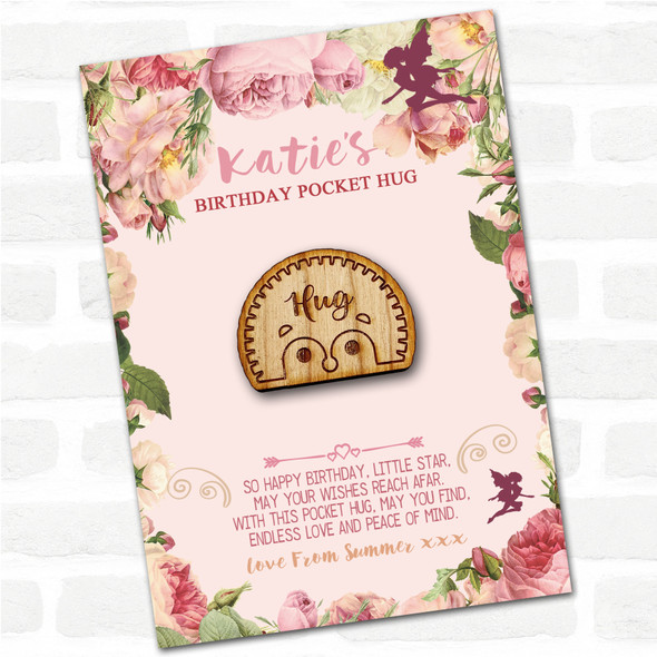 Cute Hedgehog Face Kid's Girls Birthday Fairy Personalised Gift Pocket Hug