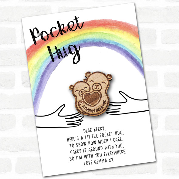 2 Bears Cuddling Rainbow Personalised Gift Pocket Hug