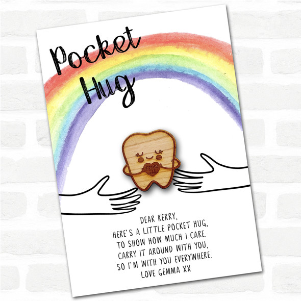 Smiling Tooth Heart Rainbow Personalised Gift Pocket Hug