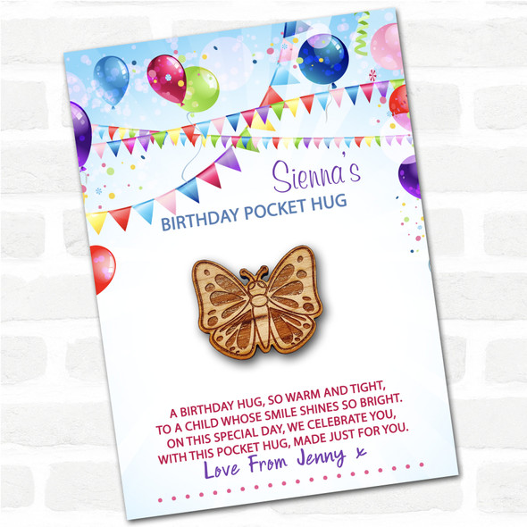 Pretty Butterfly Kid's Birthday Balloons Personalised Gift Pocket Hug