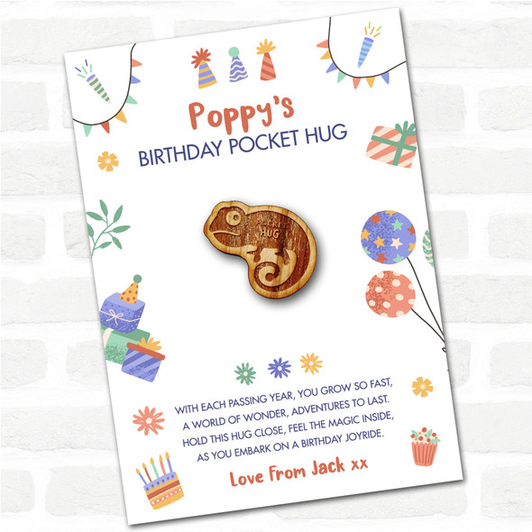 Lizard Kid's Birthday Hats Cakes Personalised Gift Pocket Hug